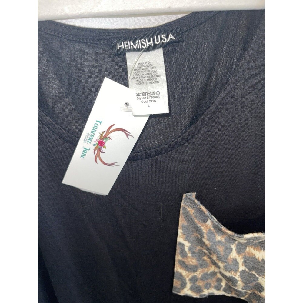Heimish USA Tank Top Black Cheetah Pocket Stretch Women’s SZ L New With Tags - Picture 3 of 10